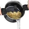 MICHELANGELO Pasta Pot with Strainer Lid - 6 Quart Multipurpose Pot with Twist and Lock Handles, Nonstick Soup Pot with Granite Coating, Induction Compatible, White