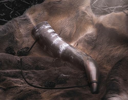 Vista 23 de Norse Tradesman Cuerno de guerra vikingo: trompeta de batalla de cuerno de soplado de 18 pulgadas hecha de auténtico cuerno de buey premium, una