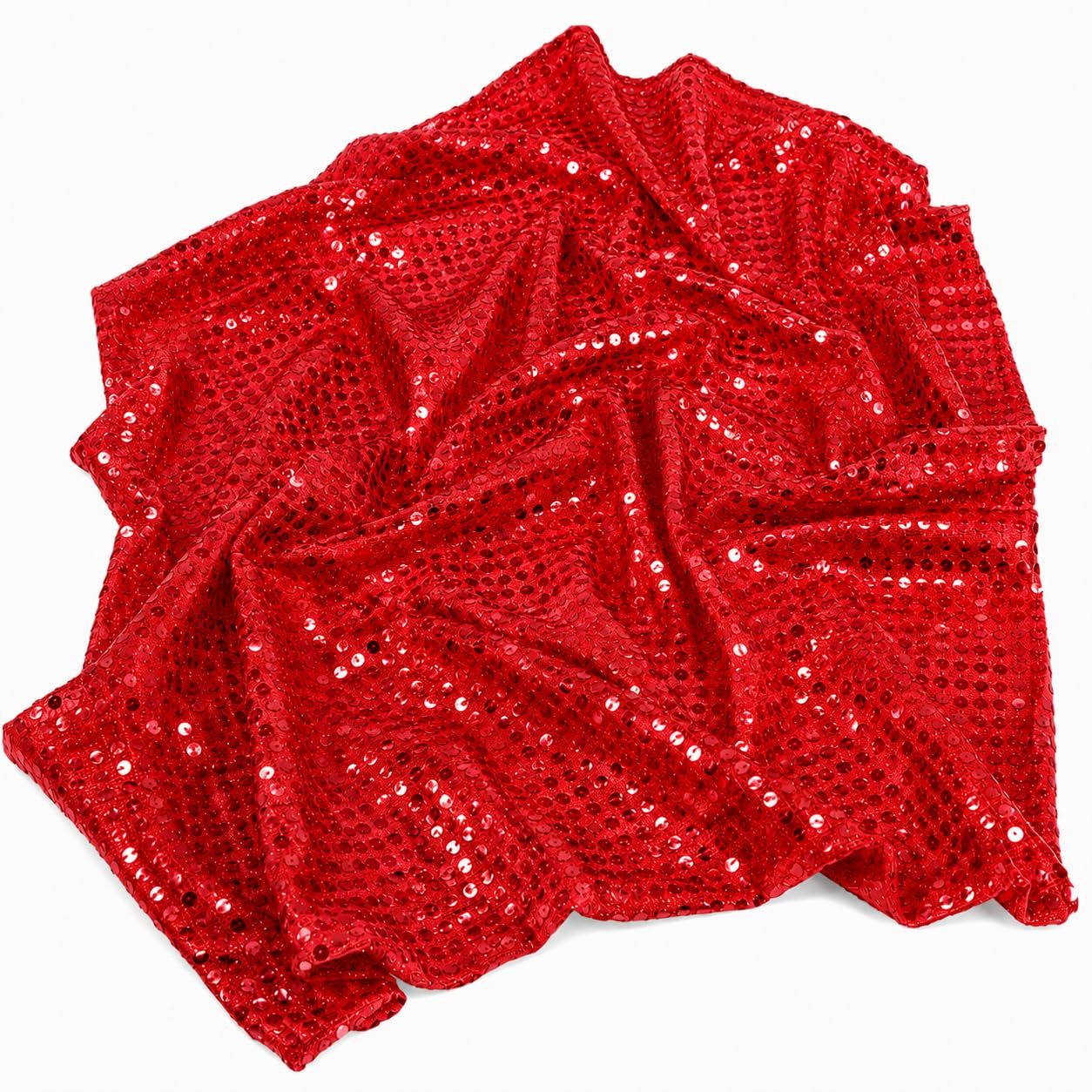Bzojbmei 1.1M×1M Sparkling Blue Sequin Fabric Soft Breathable Glitter Fabric Iridescent Sequins Material for Women Bride DIY Crafters Wedding Party Banquet Decoration Dress Making (Red)
