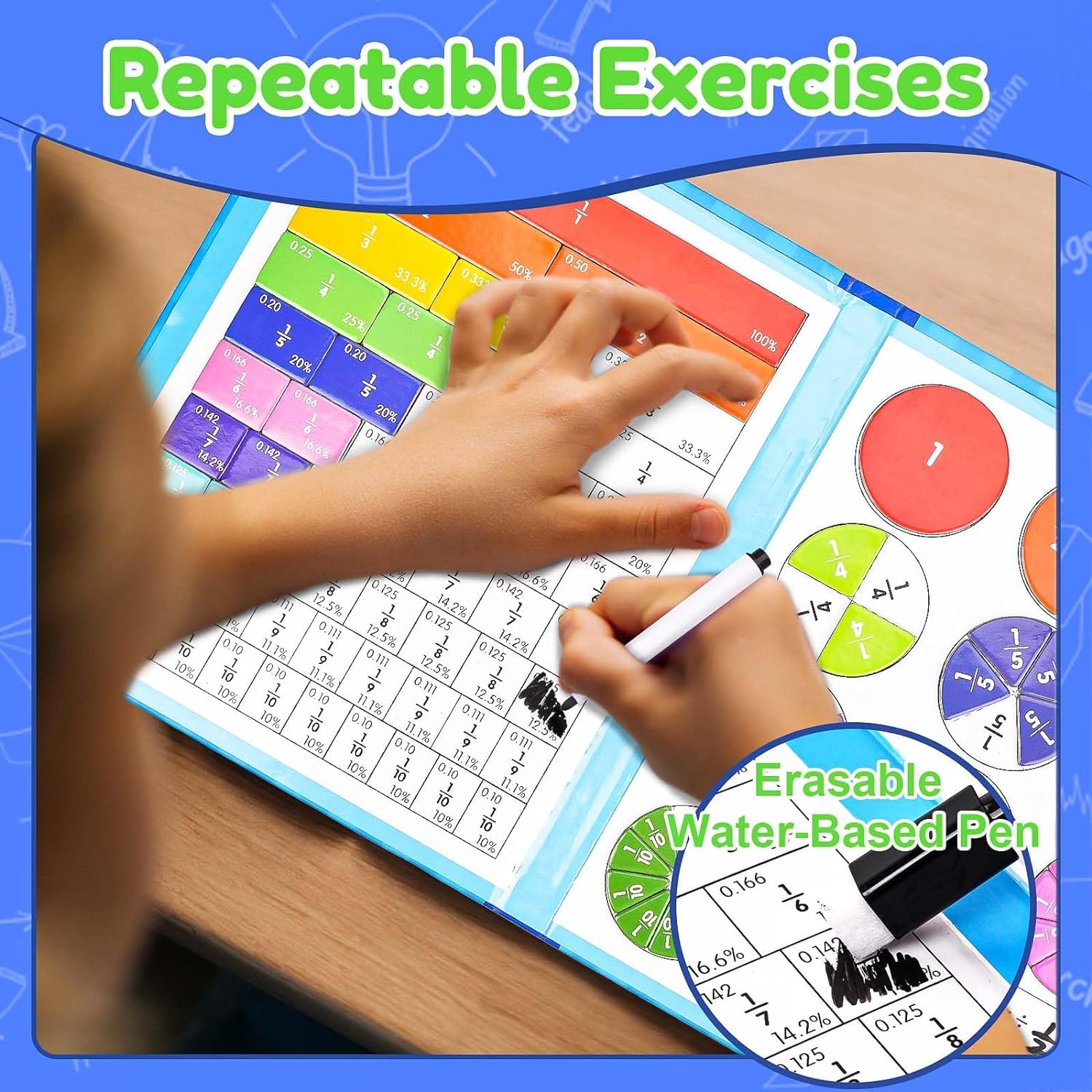 Puzzle Educativo Sulla Frazione Magnetica, Piastrelle Magnetiche Frazioni, Matematica Montessori Primaria, Set per Bambini