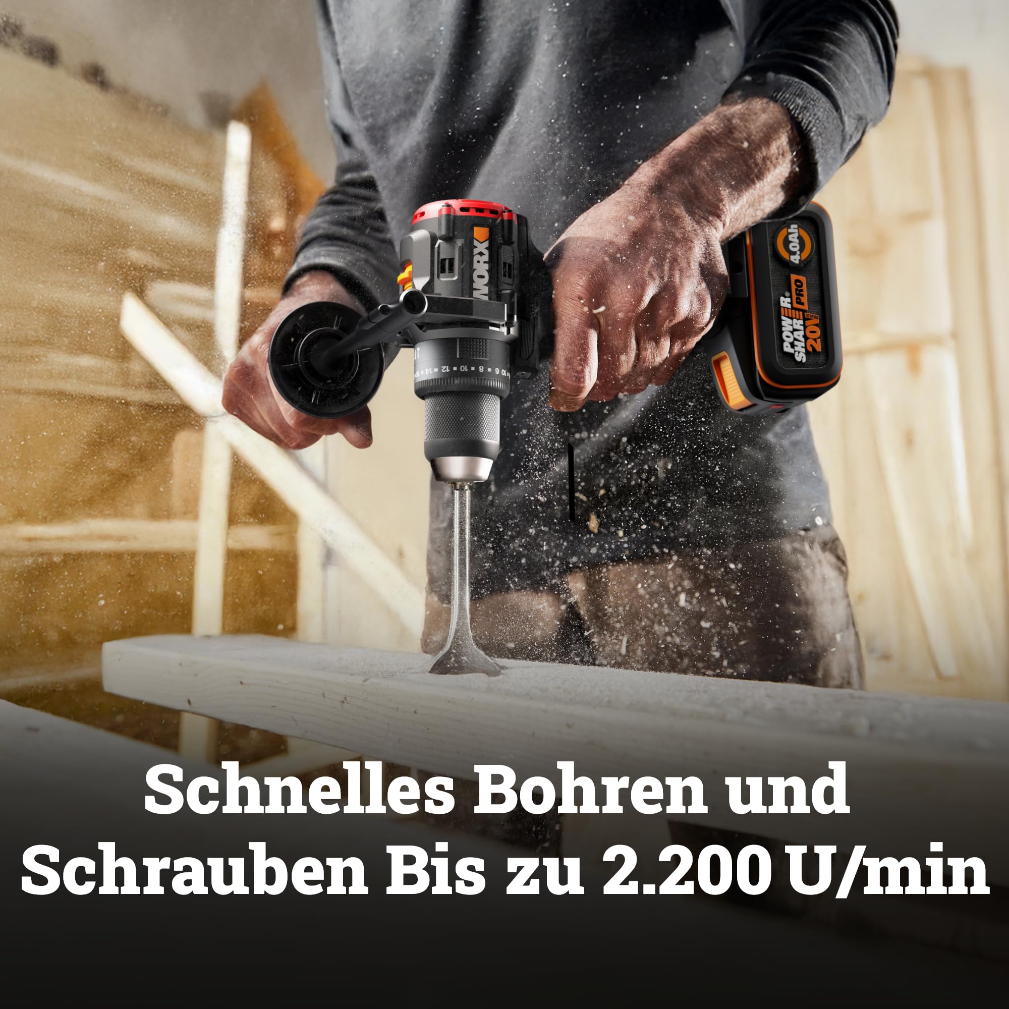 WORX WX356.9 Akku-Schlagbohrschrauber 20V 85 Nm bürstenloser Motor kompakt leicht