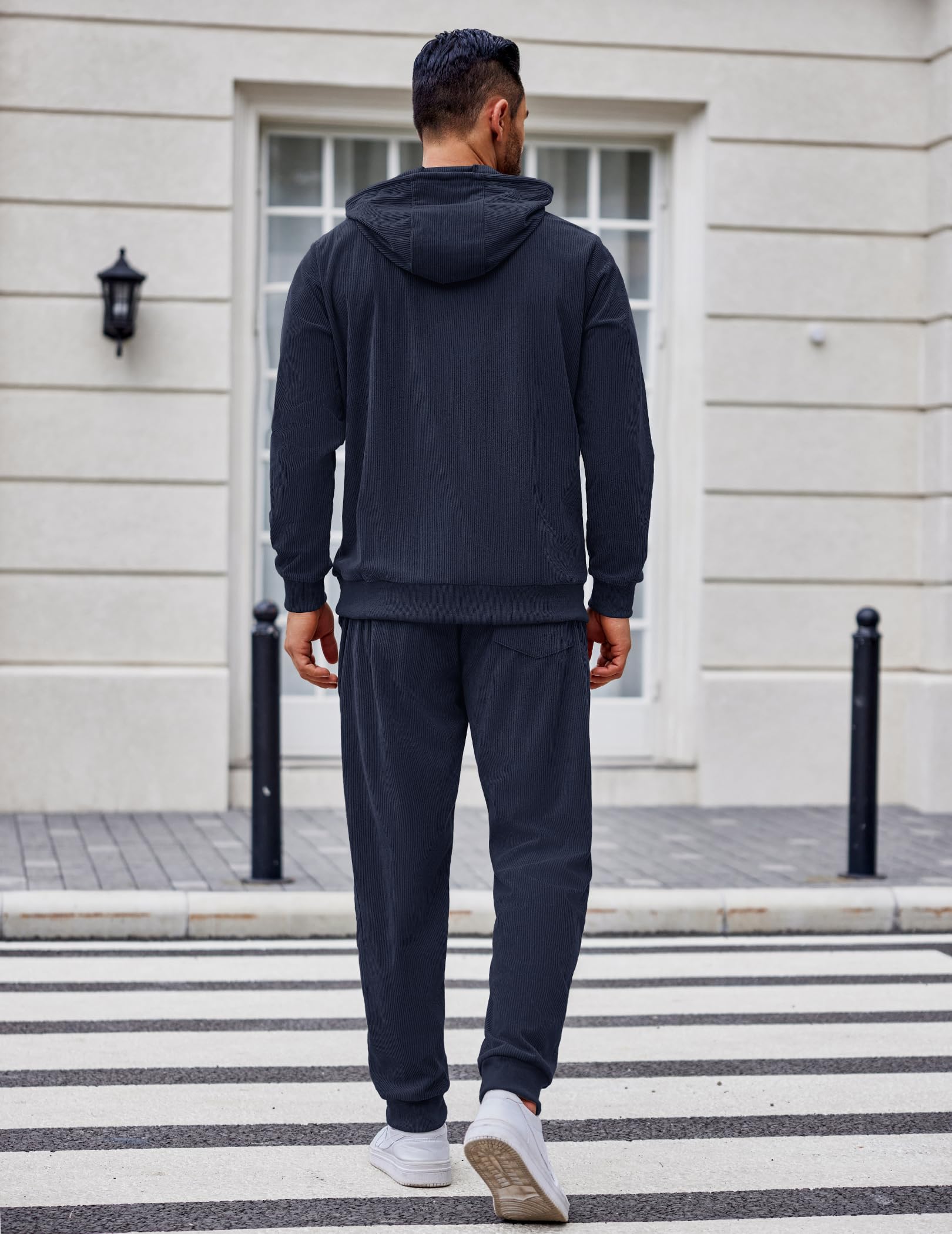 COOFANDY Tuta sportiva da uomo, 2 pezzi, a nido d'ape, con cappuccio, set da jogging