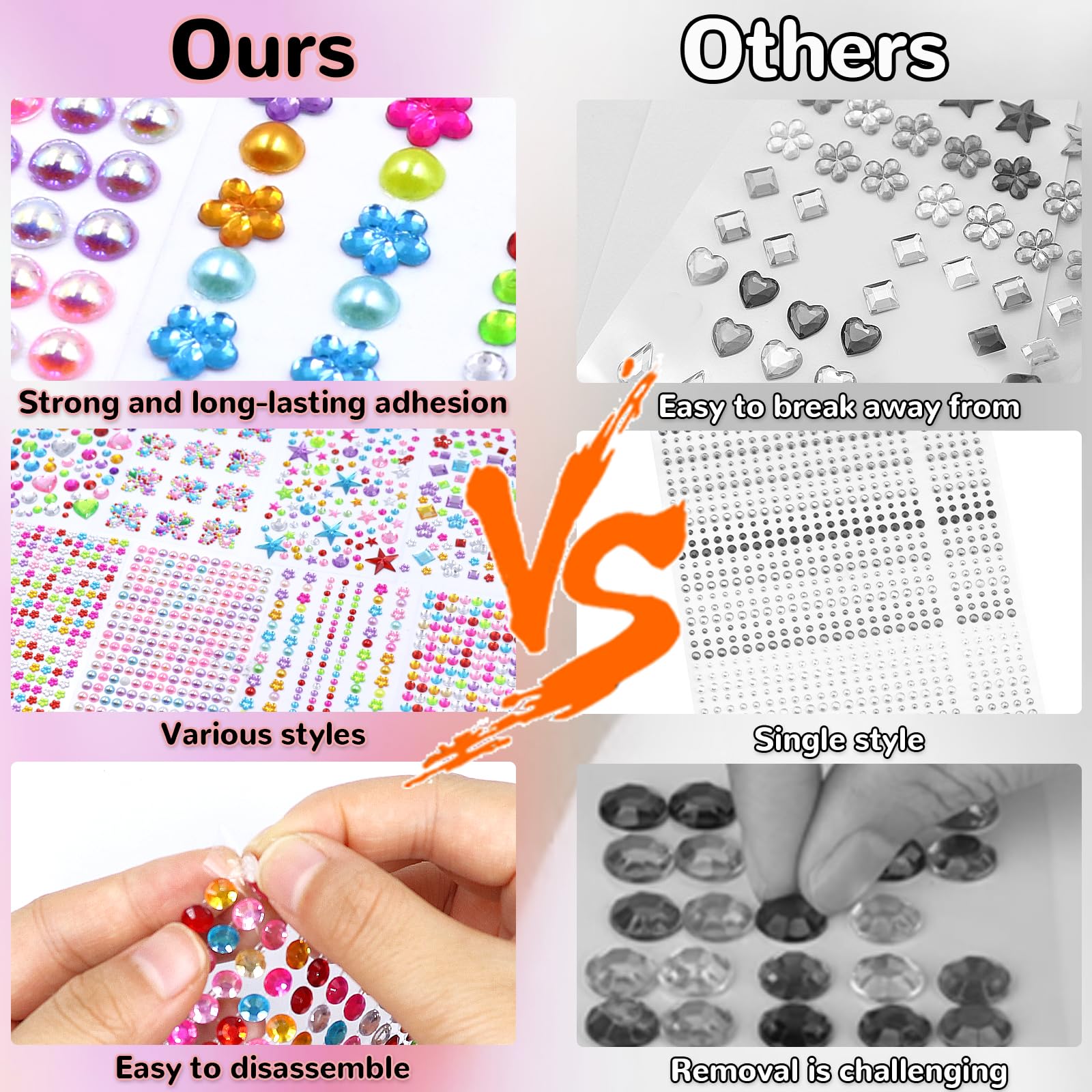 3151 stuks glitterstickers, glitterstenen, zelfklevend, glitterstenen om te knutselen, kleurrijke stickers, glitterstickers voor handwerk, fotolijsten, wenskaarten