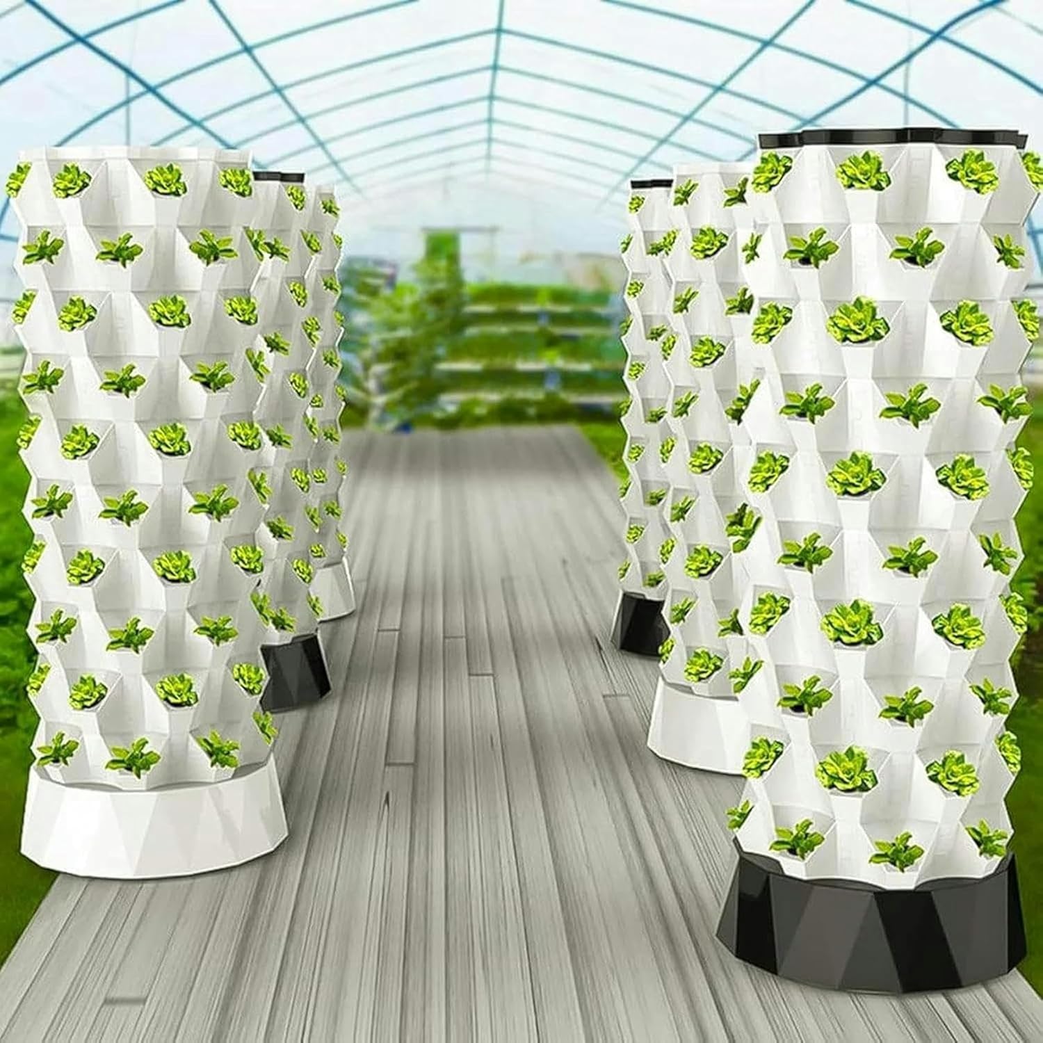 Hydroponics Tower, ICS Grow System, Aeroponics Growing Kit for, Fruits and Vegetables with Hydrating Pump, Timer, Adapter, Seeding Bed & Net Pots,48holes