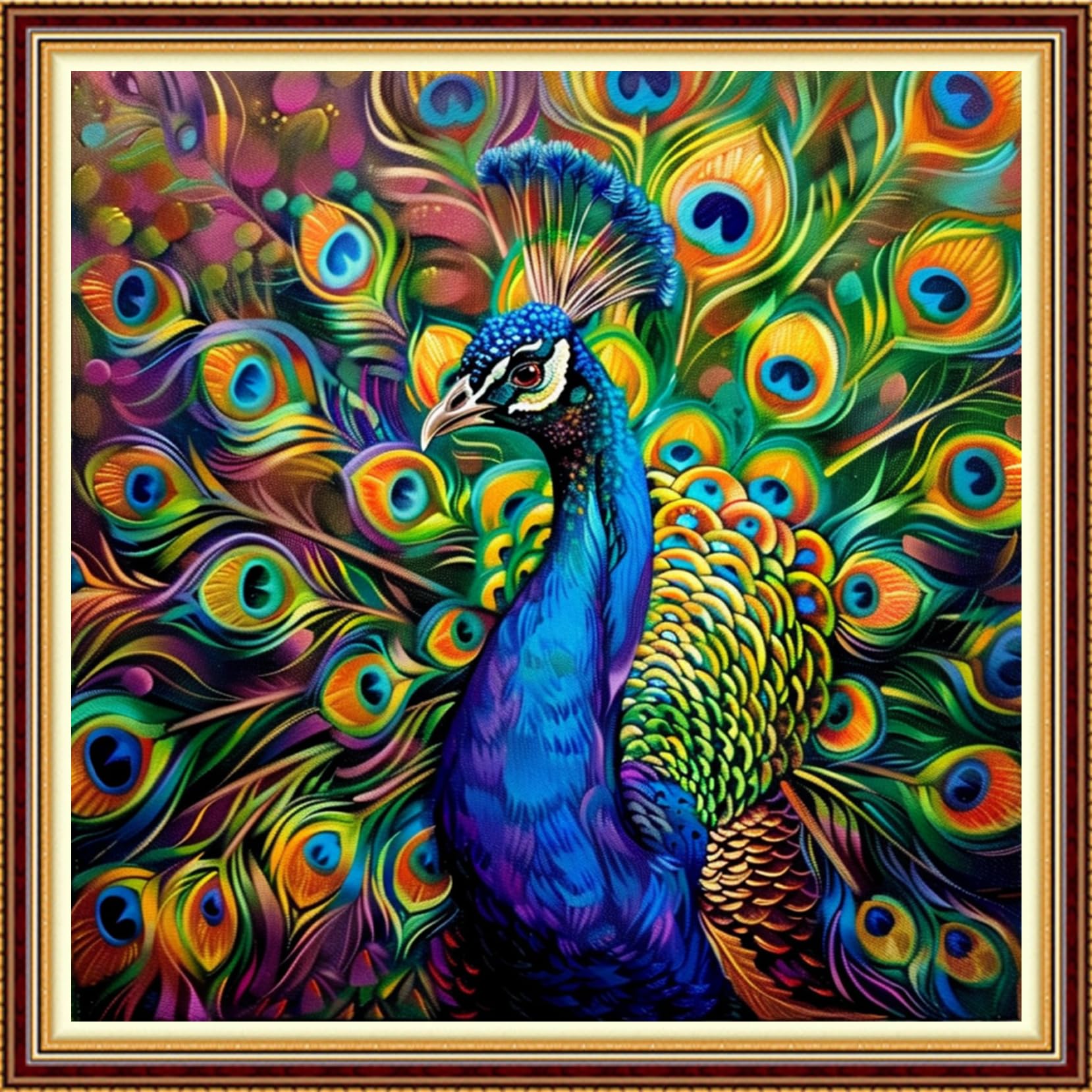 Fanxvivy Stamped Counted Cross Stitch Kits for Adults Printed Cross-Stitch Patterns 11CT Stamped or Counted Cross Stitching Embroidery Kit Needlepoint Kits-Colorful Peacock 18x18 inch