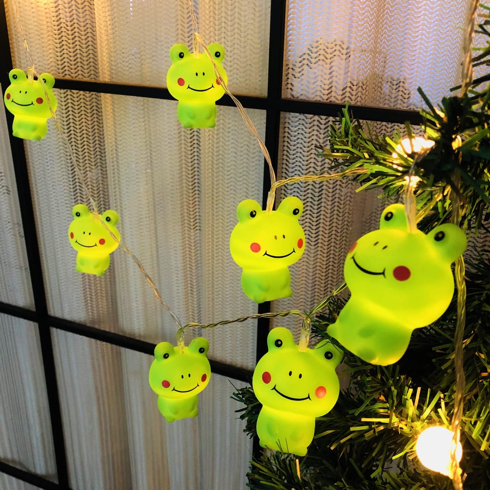 Riaxuebiy Prince Frog String Light Cartoon Frog Fairy Light Night Light Green Frog Lanterns for Halloween Christmas Thanksgiving Home Party Children Kids Bedroom Decoration (3m/20led, Shy Frog)