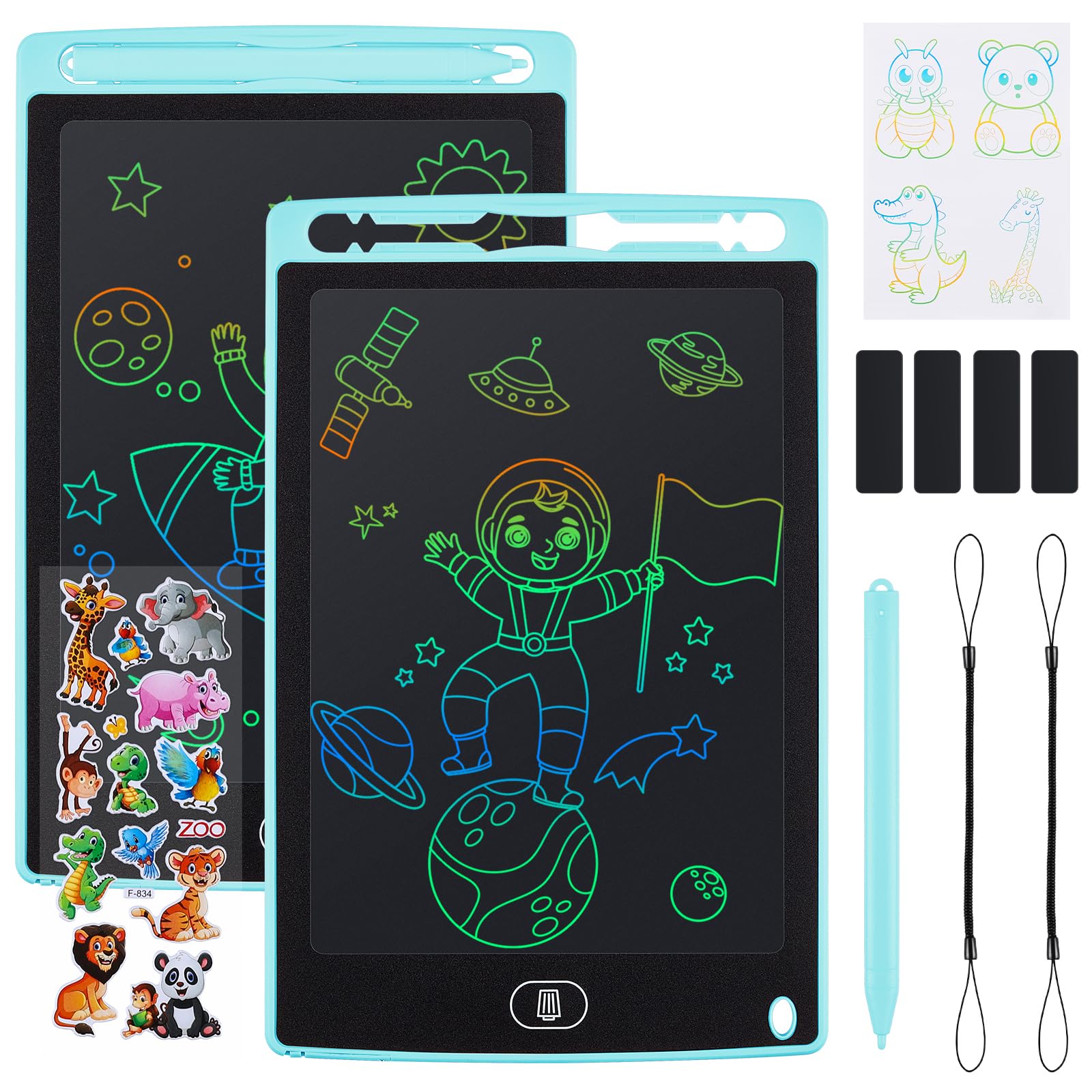 Duemste 2 Pack LCD Writing Tablet 8.5 inch,LCD Writing Tablet for Kids with Lockable Erase Button,Screen Doodle Pad Drawing Board Learning Educational Toy for 2 3 4 5 6 Year Old Boys Girls,Blue+Blue
