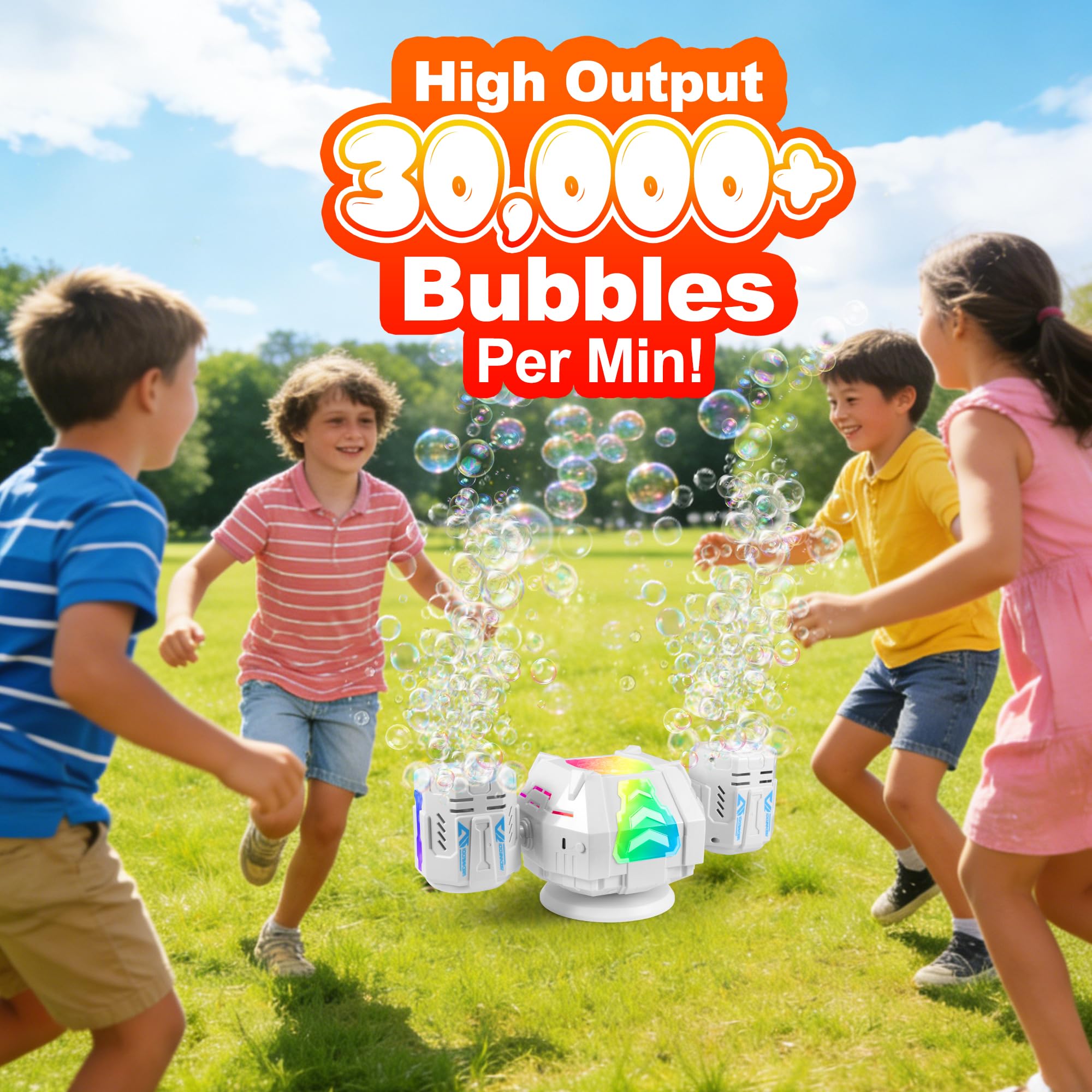 2026 RC Seifenblasenmaschine mit RGB-Lichtern, 360° Auto Rotation Bubbles Spielzeug, Wiederaufladbarer Akku, Bubble Blower Maker für Kinder, Partys, Geburtstagsgeschenk, Hochzeiten