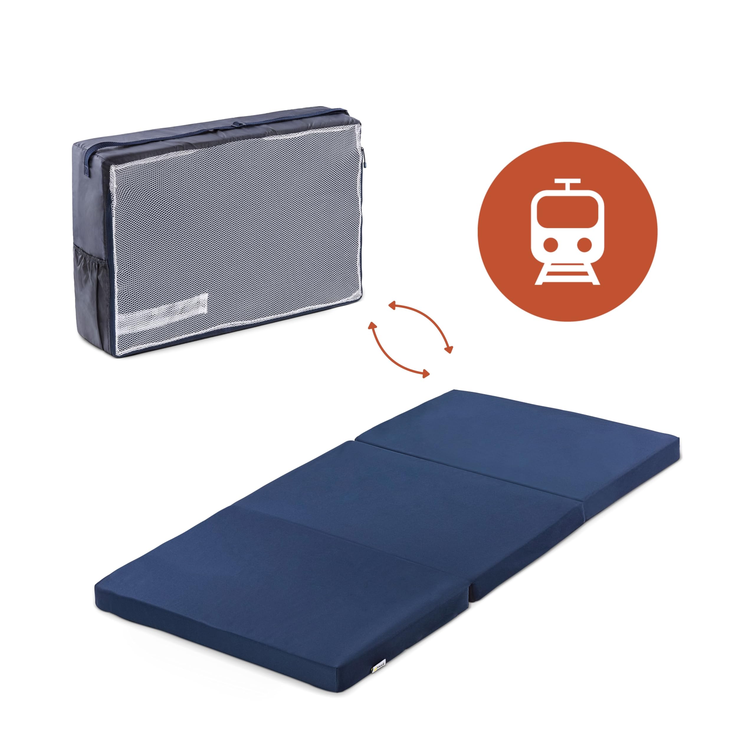 hauck Sleeper Umbrella Bed Mattress 120 x 60 cm, Thickness 5 cm, Foldable and Compact, Also Play Mat, Carry Bag Included, Blue Baby Products
