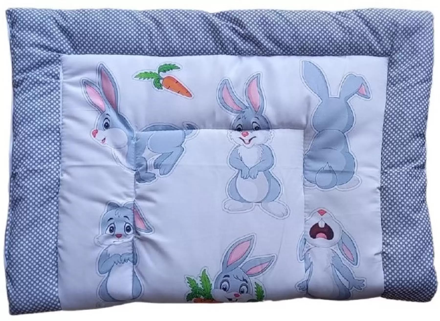 SmallBerry™ Combo Newborn Baby Pom Pom Cotton Baby Bed | Godari | Cradle Bed | Crib Sheet | Changing Mat Baby Godadi | Godari | Bedding Set | Mattress_Pack of 2 Piece_Bird & Rabbit 1