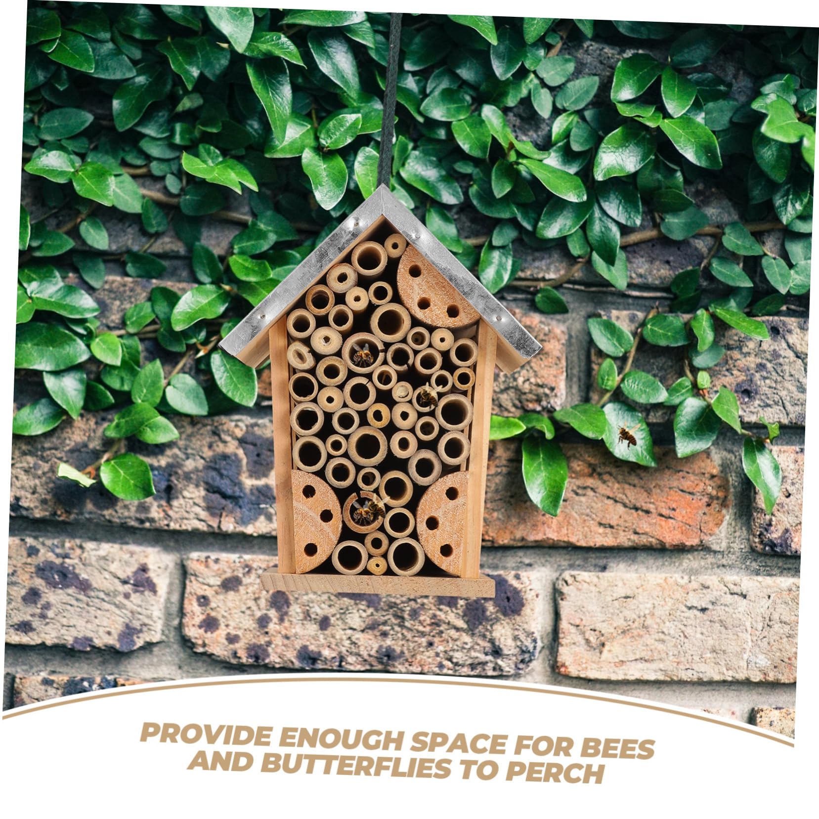 Outdoor-Hotel Gartenbedarf Insektenhaus Hängender Marienkäferhaus Für Den Garten Bienen- Und Schmetterlingshaus Hängendes Bienenhaus Insektenhotel Hölzerner Bienenstock Eisen