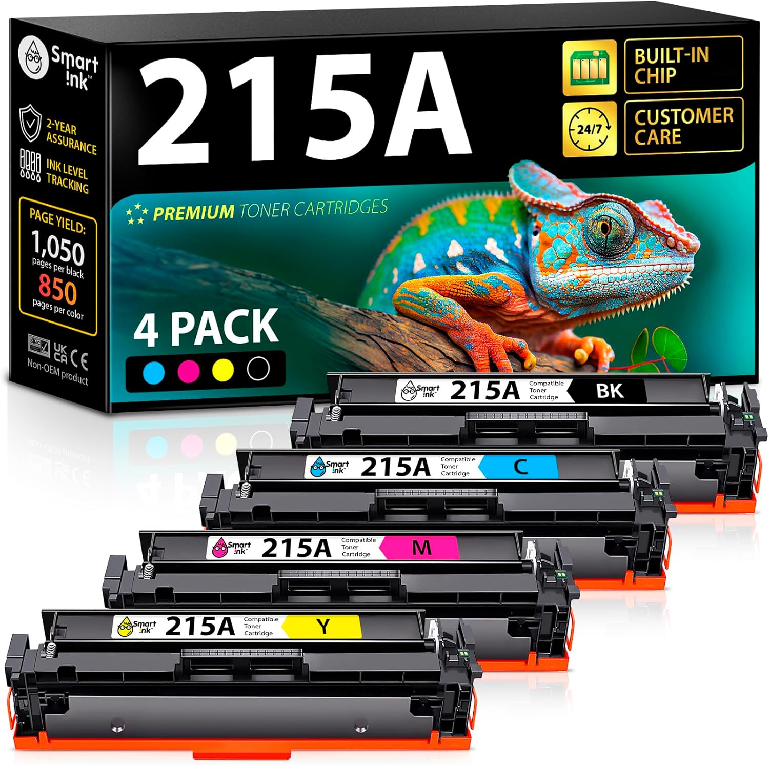 Smart Ink Compatible 215A Toner Cartridge Replacement for HP 215A 215 A with Built-in Chip (4 Pack) to use with Color LaserJet Pro MFP M183fw M182n M182nw M155a M155nw (Black Cyan Magenta Yellow)