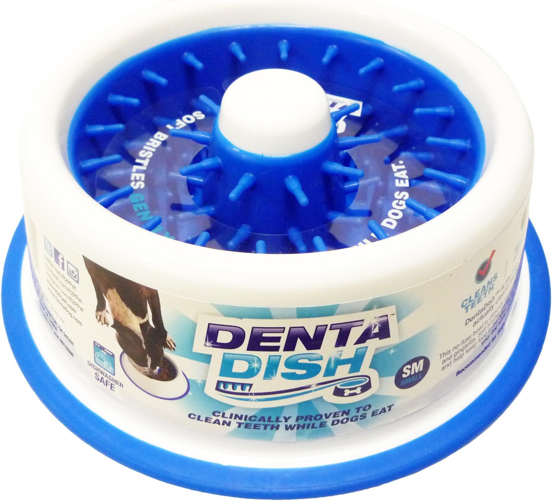 DentaDish - Teeth Cleaning, Slow Feeding Dog Bowl,Small