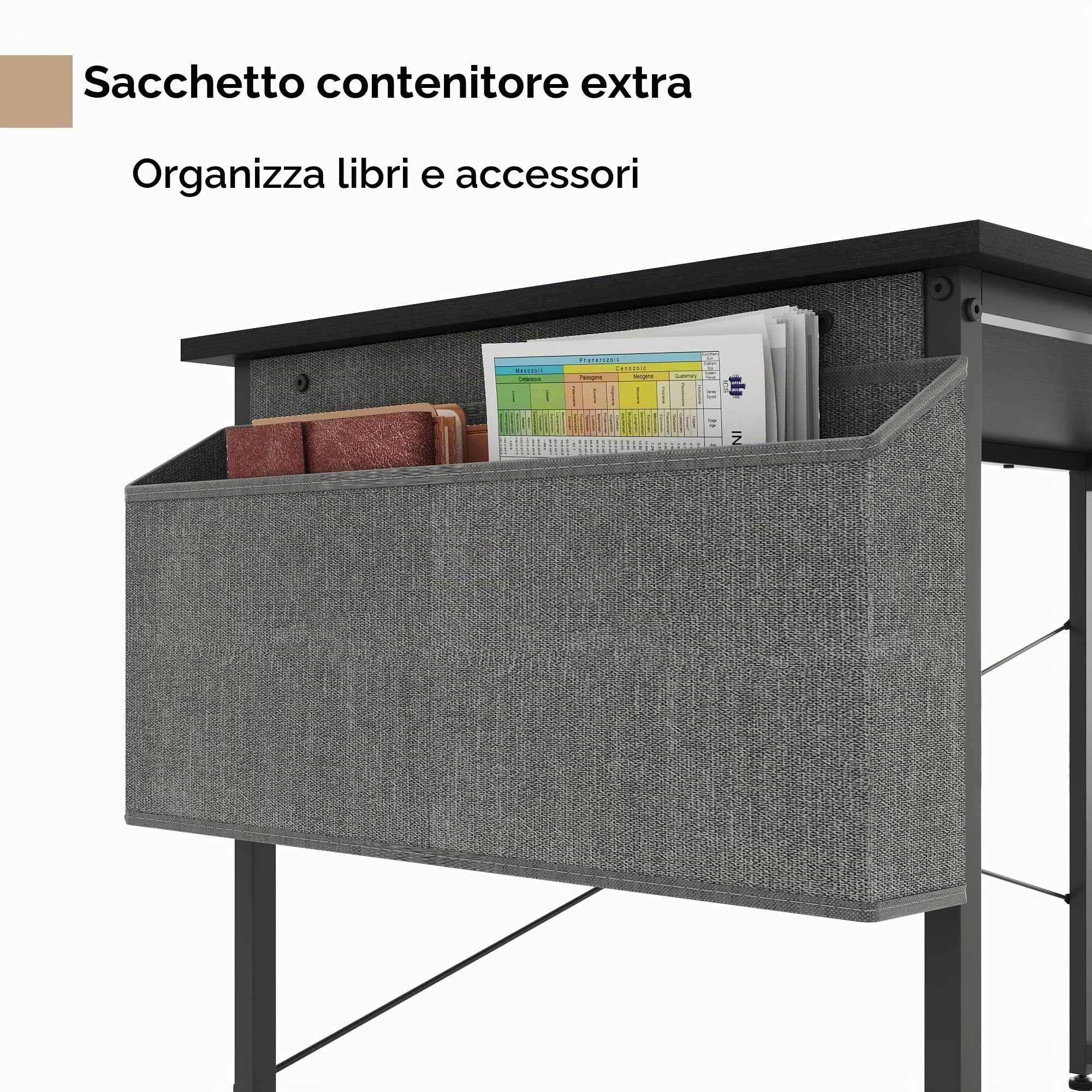 Schreibtisch, Computertisch mit Kopfhörer Halter und Aufbewahrungstasche, Stabil Arbeitstisch, Industrie-Design, PC Tisch, Kleiner Bürotisch Officetisch für Home, Office (Schwarz, 120 x 60 x 75 cm)