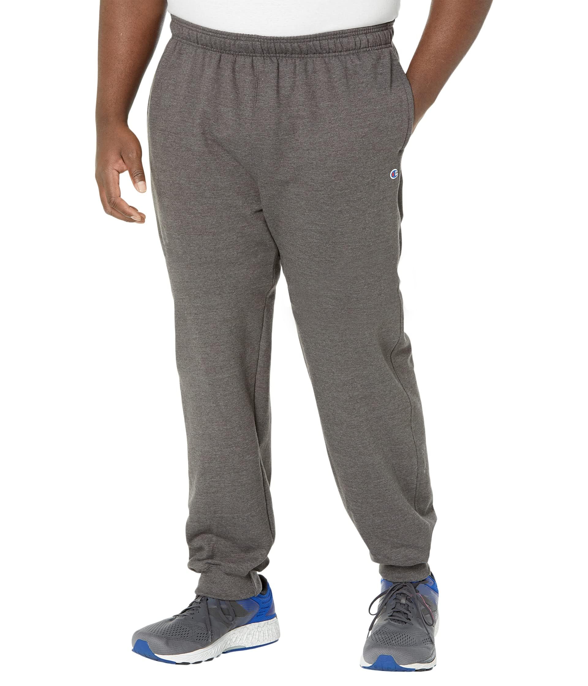 Champion Men's Fleece Joggers, Athletic Pants, Cotton Sweatpants, C Patch, 31"-36" (Big & Tall), Granite Heather-549314, XX-Large