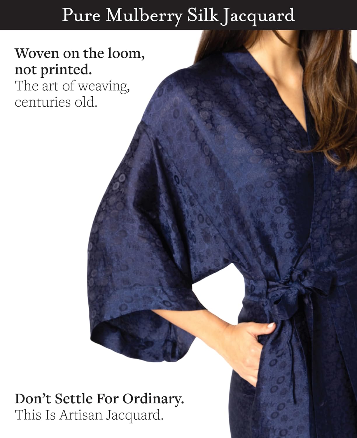 Tara Sartoria Luxury Artisan Silk Kimono Robe for Women, Jacquard, Washable, XS–4XL, Oprah Daily 2025 - Image 4