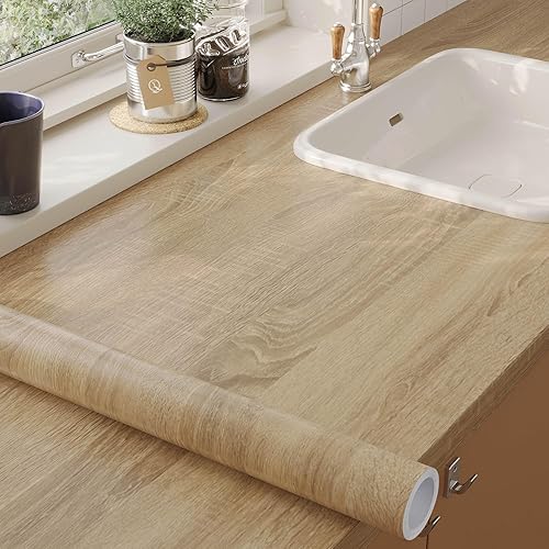 Miniatura 23 de LXCREAT Papel de contacto de bloque de carnicero de madera sintética, papel tapiz Shiplap para despegar y pegar, tablones de madera para paredes