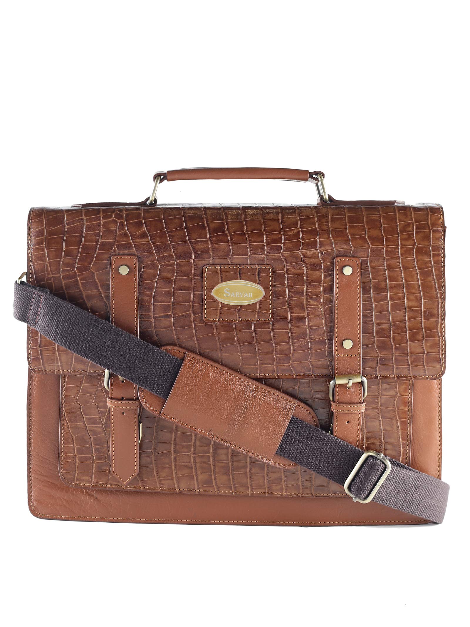 Leather Briefcase for Men Business Laptop Bag Messenger Shoulder Office Bag 16 Inch Handbag Crocodil