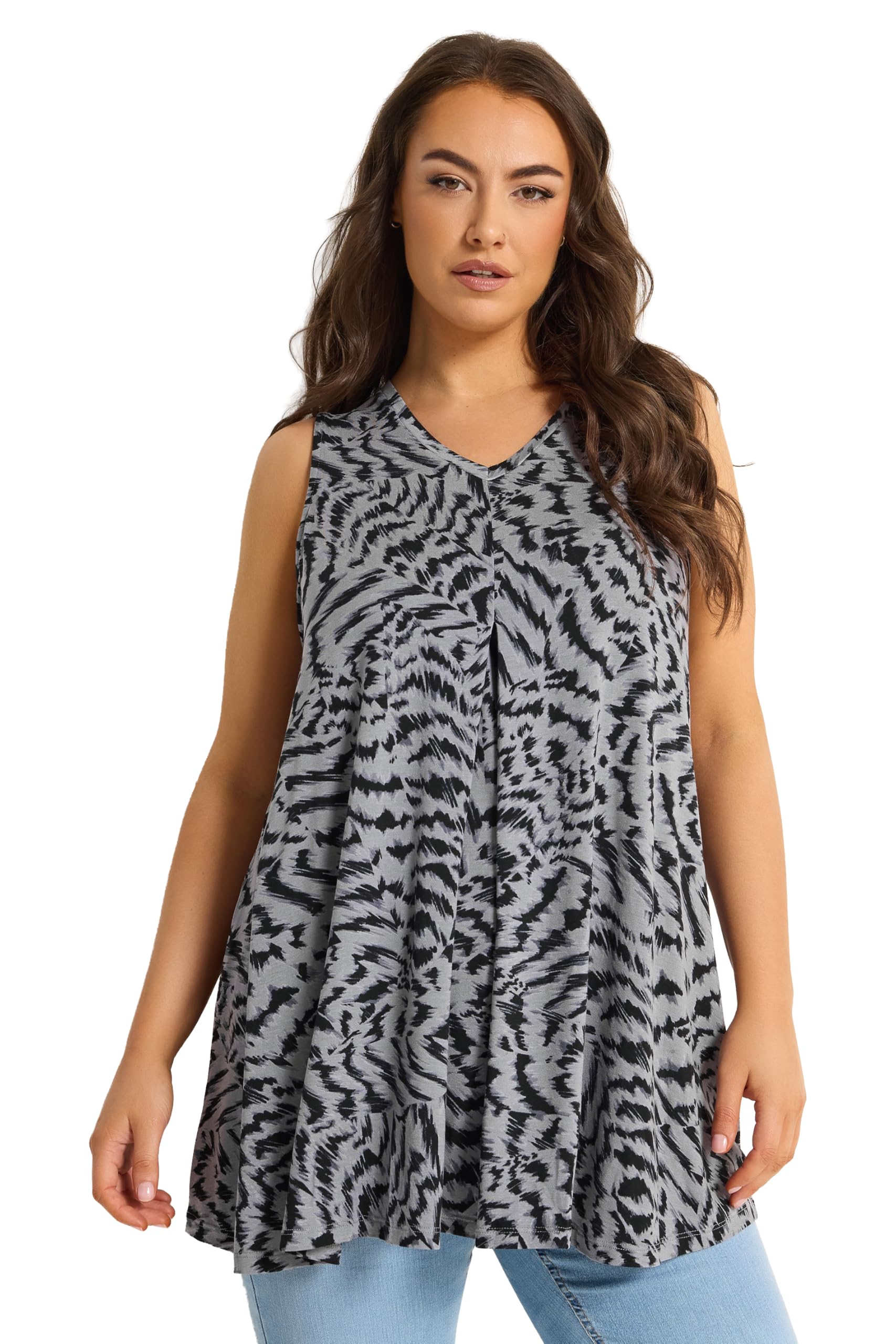 Yours Women's Grey Animal Vest Top In | : 30/32