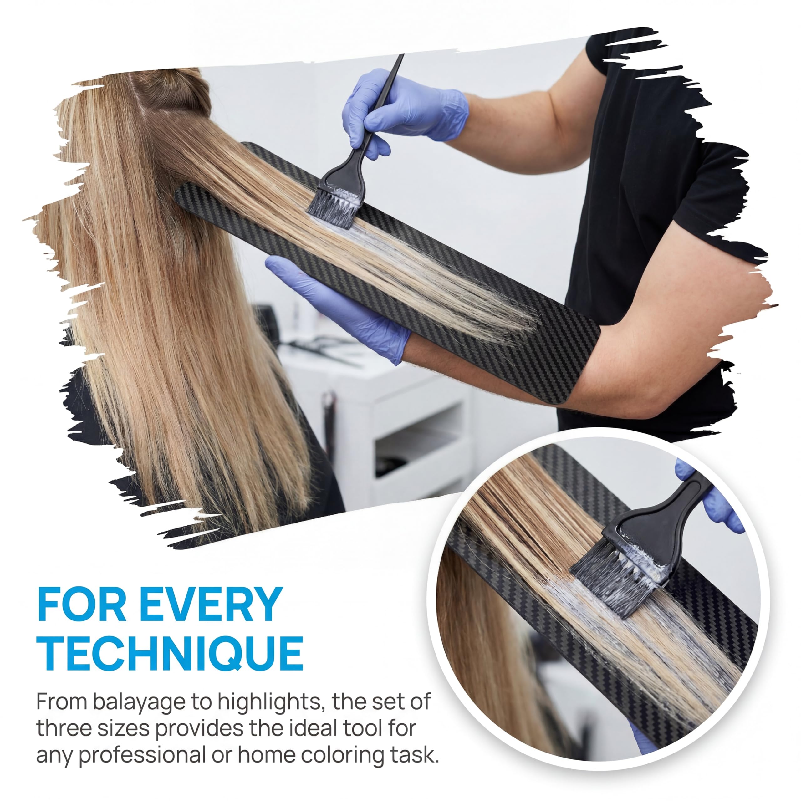 Milageto 3 tablas para teñir el cabello, suministros de peluquería, tablas de balayage, herramientas de teñido para peluquería, Negro