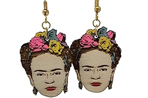 Frida Flower Crown Dangle Earrings: Artistic Boho Sparkles by Telestic Design