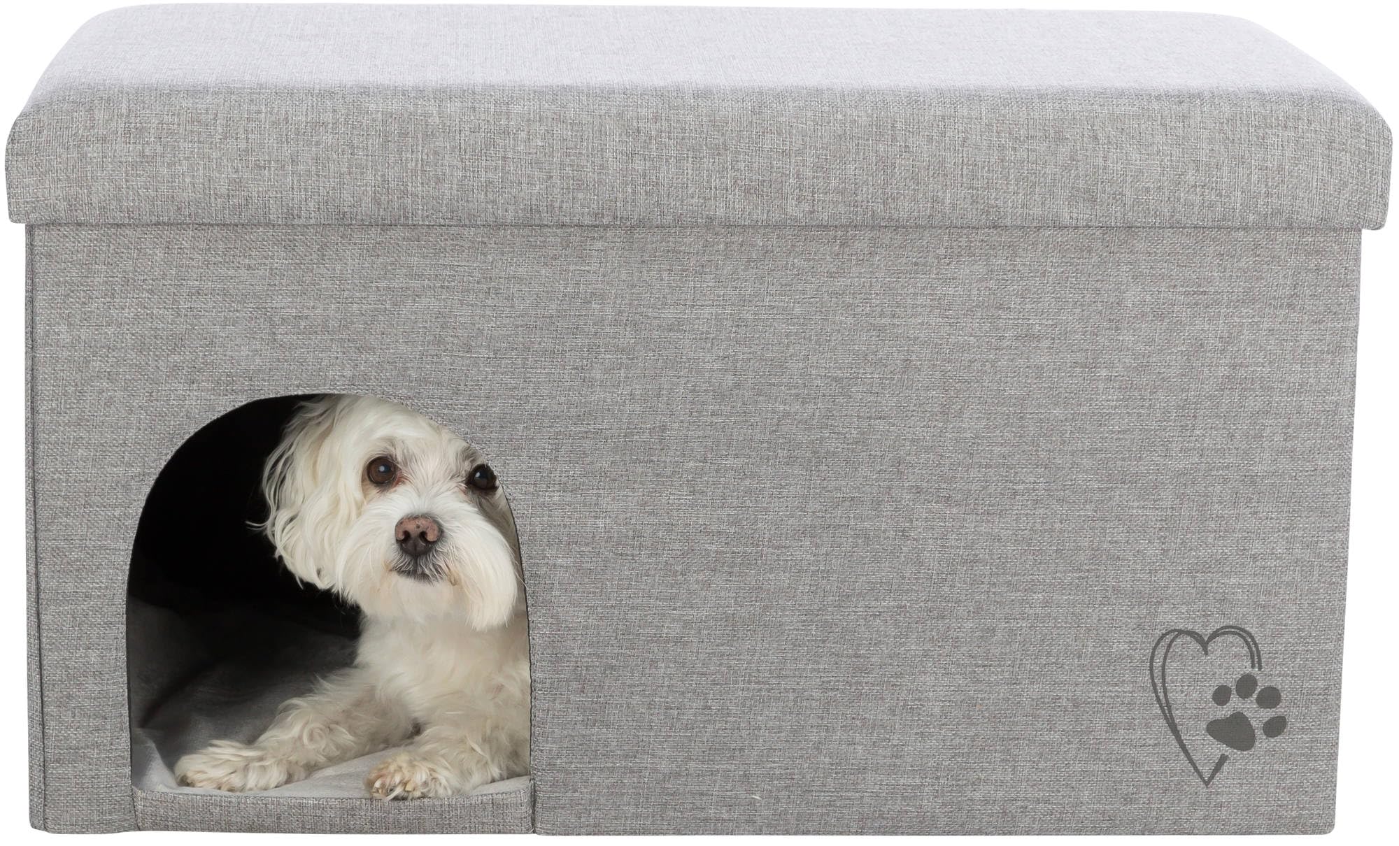TRIXIE Katzenhöhle Kimy, kuschelig & waschbar – 72 x 40 x 40 cm, hellgrau | Gemütlicher Rückzugsort mit weichem Kissen – für große Katzen, kuschelig, pflegeleicht und angenehm weich