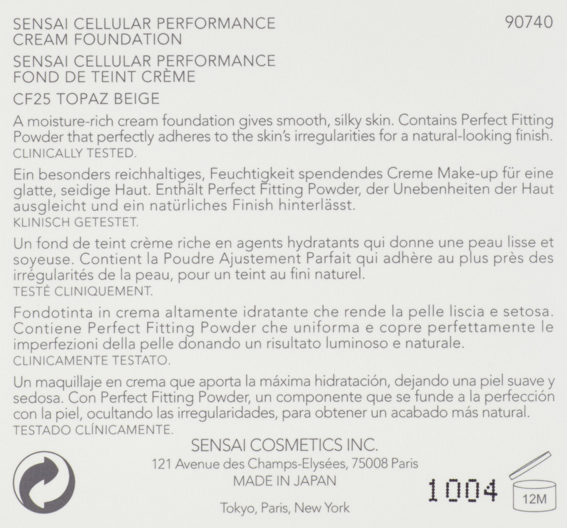 Sensai Cp Cream Foundation Spf15 Cf-25 30 Ml