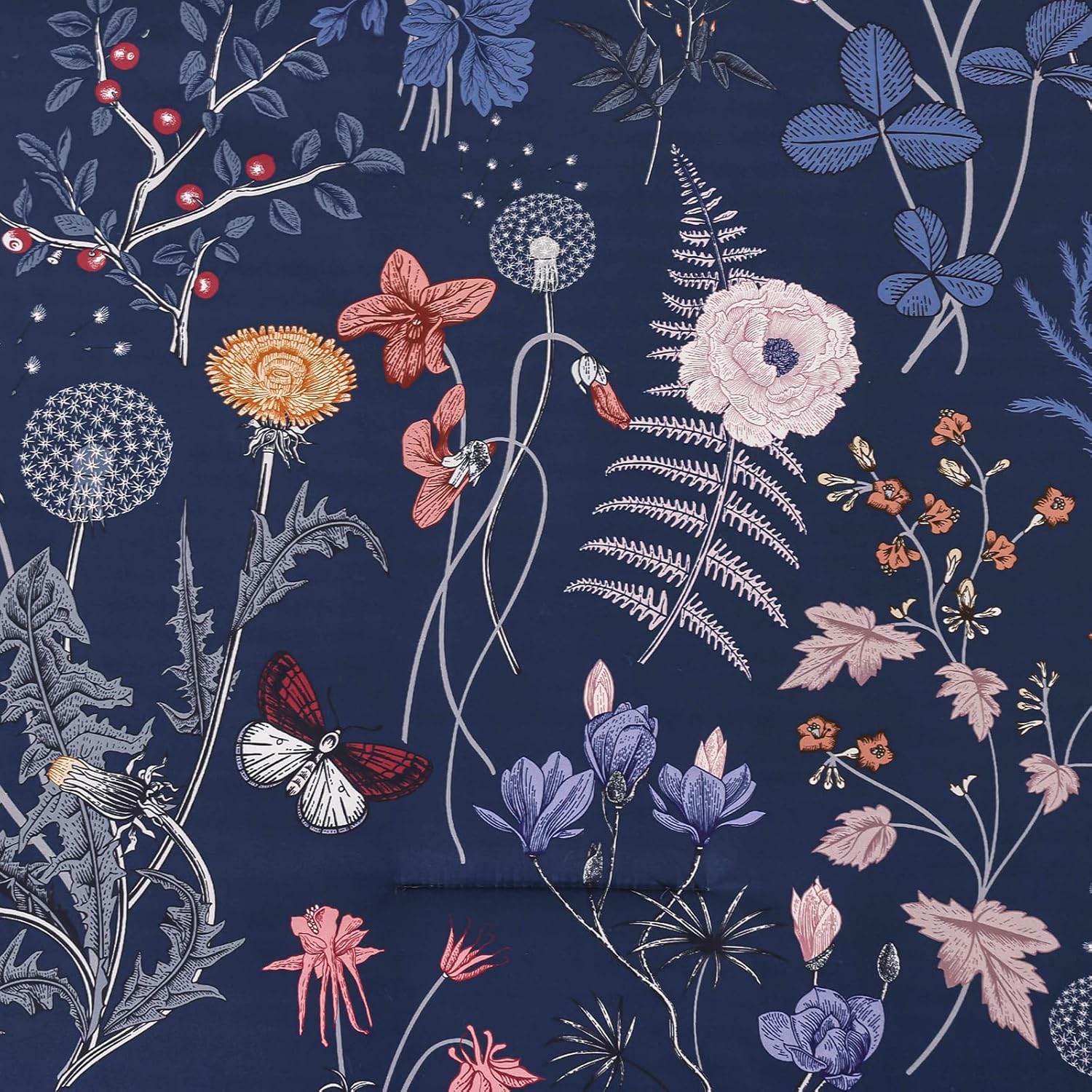 Yiran Queen Comforter Set, 7 Pieces Navy Blue Floral Soft Bedding Sets, Queen Bed in a Bag with Botanical Flowers Winter Comforter, Sheets, Pillowcases & Shams - Image 4