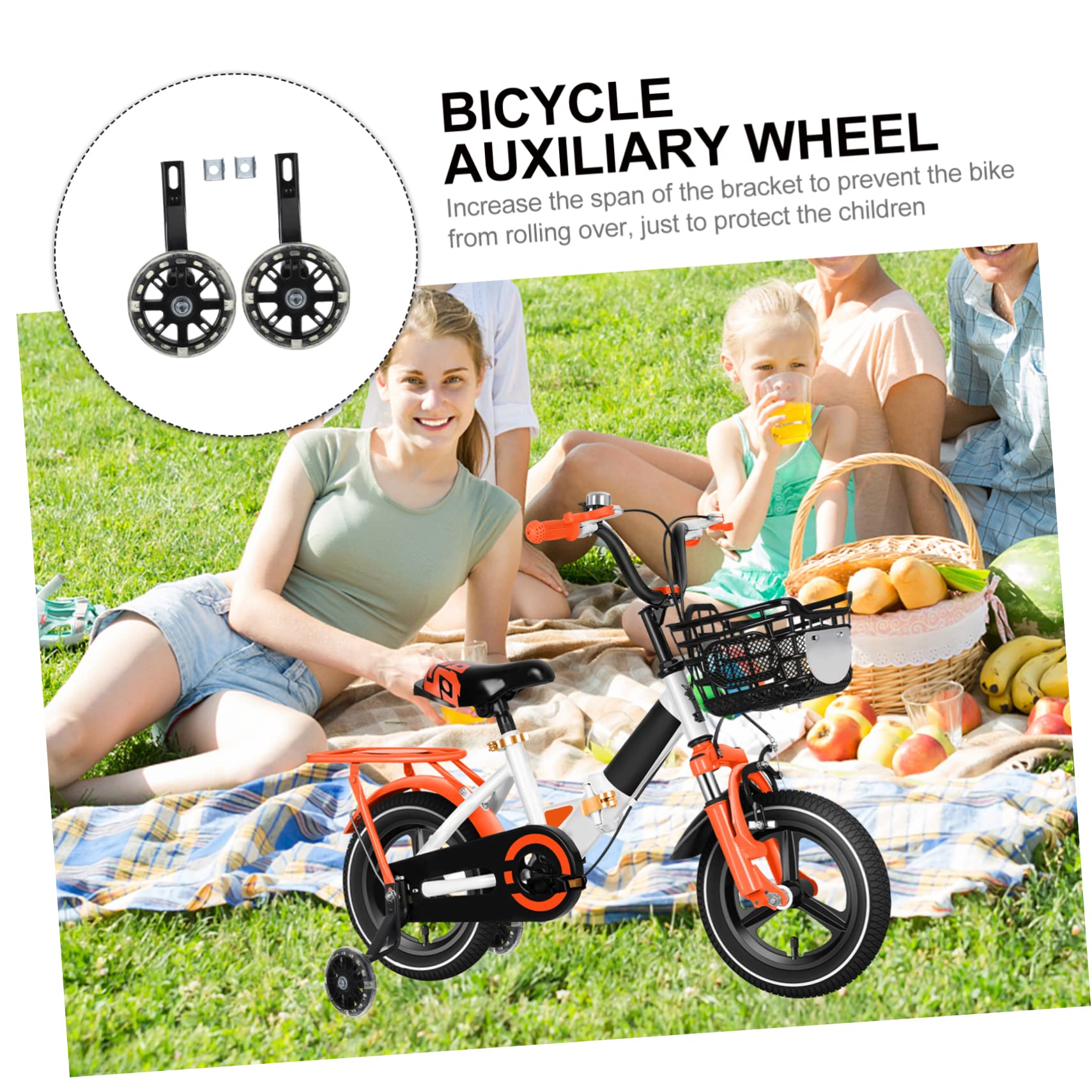1 Par De Ruedas De Entrenamiento para Bicicleta Ruedas Auxiliares para Bicicleta Estabilizadores Auxiliares para Bicicleta para Niños Accesorios para Ciclismo Soporte De Acero