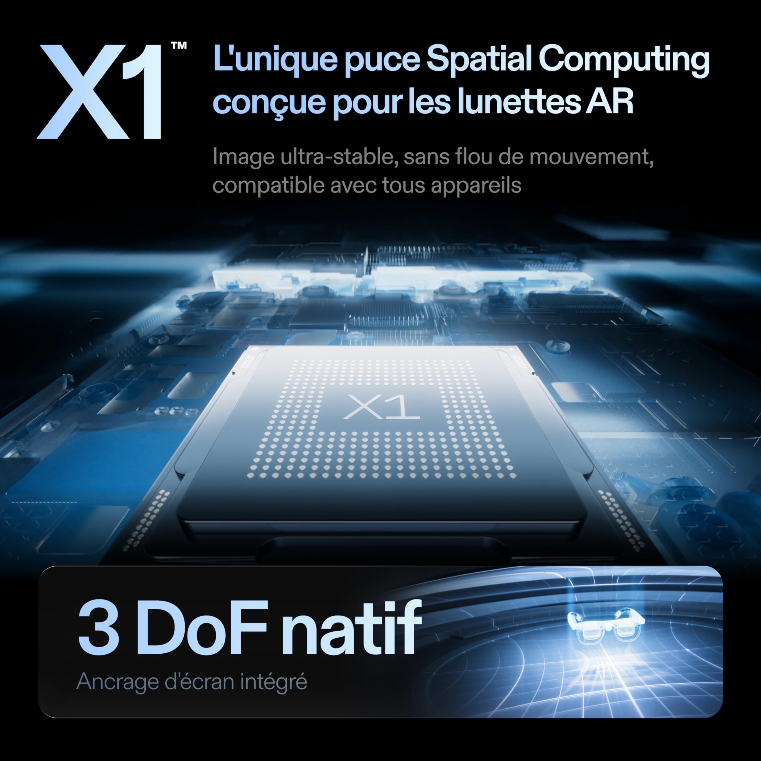 XREAL One Pro AR Lunettes, Réalité Augmentée Puce X1,REAL 3D,XR Glass 3DoF Natives,Optique X-Prism 57° FOV, Écran HD171" 120Hz,pour iPhone17/16/15,SteamDeck,USB‑C DisplayPort Appareils,M(IPD57–66mm)