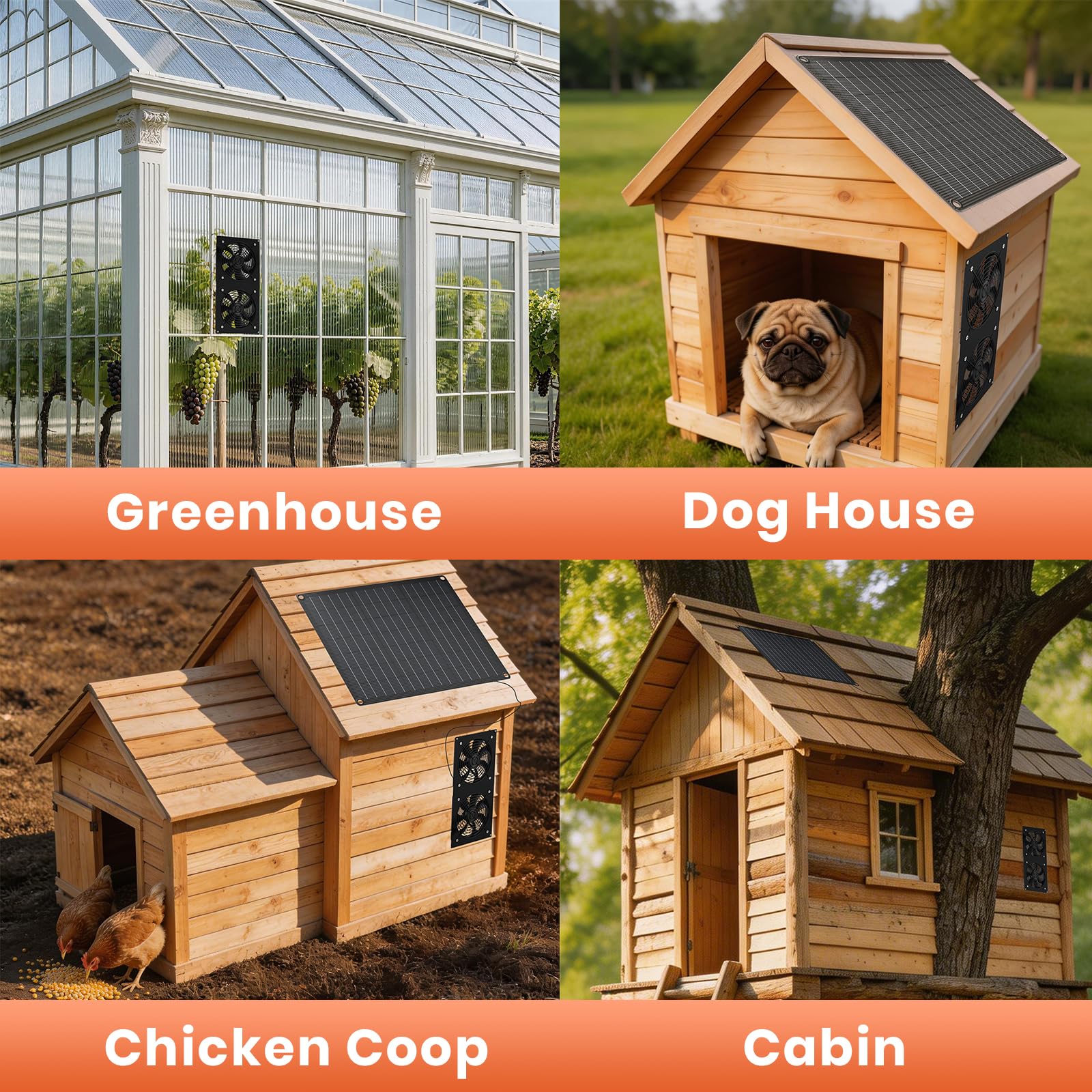 Ventilador de panel solar de 12 W, ventilador solar para gallineros pequeños, invernaderos, cobertizos, casas de mascotas, escape