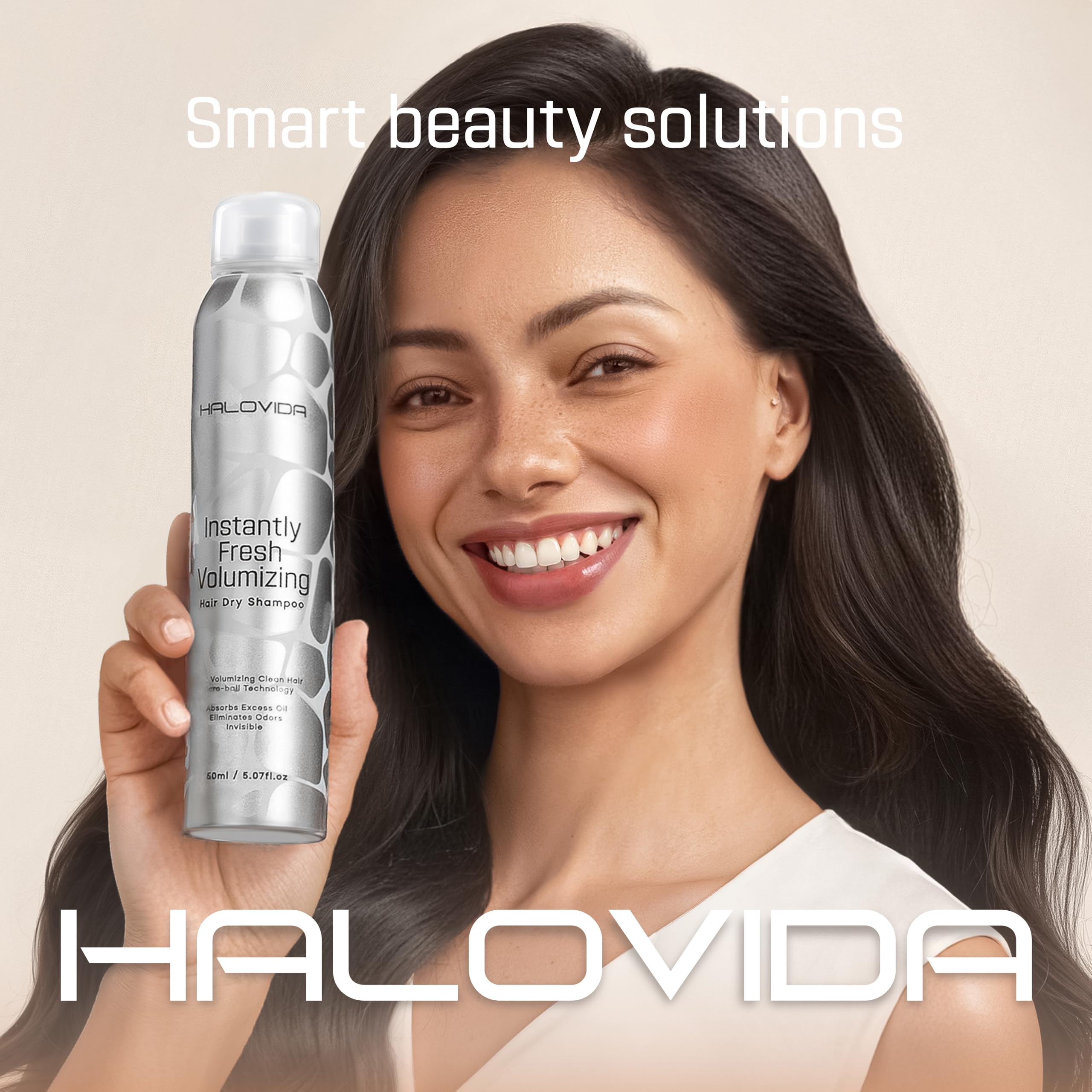 HALOVIDA Trockenshampoo ohne weiße Rückstände, Dry Shampoo 150ml, Frisches Haar ohne Waschen, keine weißen Pulverreste, für dunkles & helles Haar, schnell & rückstandsfrei (ohne Tierversuche)