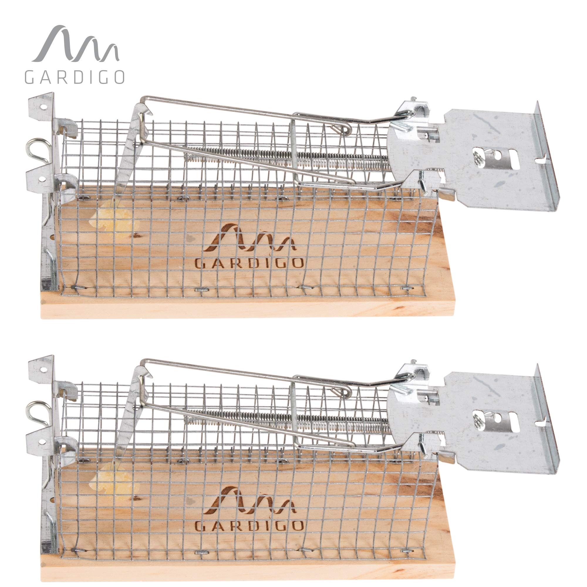 GARDIGO® 2 Unidades I Trampas para Ratones Vivos Sin Muerte I Cepo de Caza Jaula Atrapa Ratones sin Dañarlos I Reutilizable para Interior y Exterior I 15 x 6 x 7,5 cm