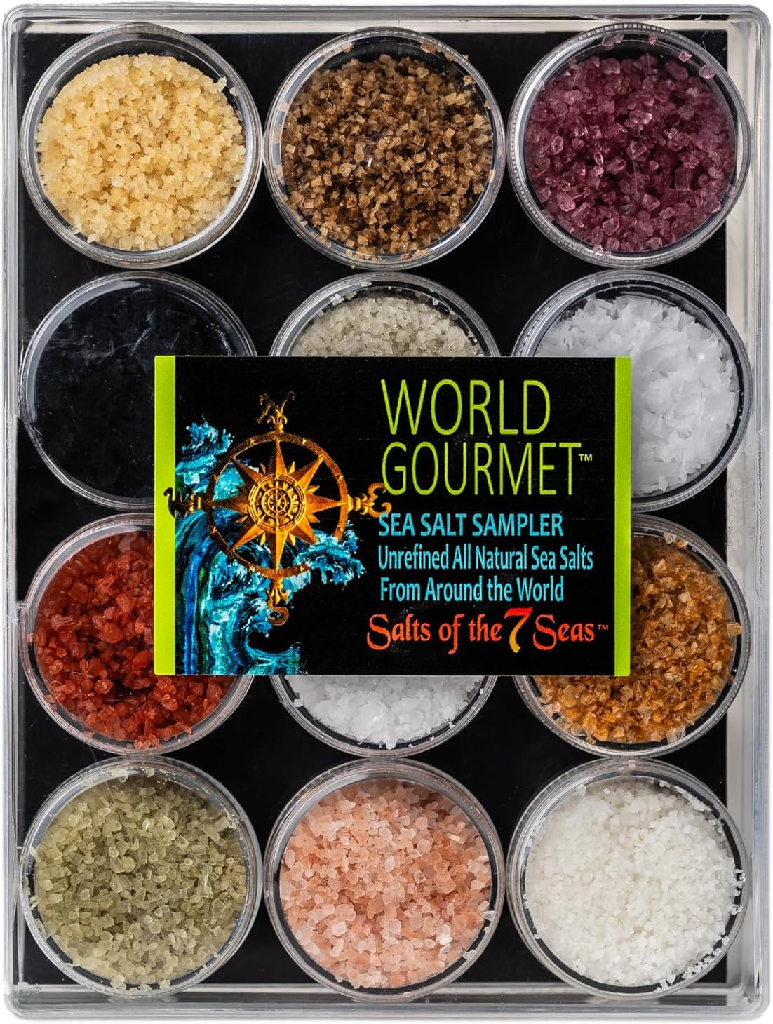 Gourmet Sea Salt Sampler, 12 Unrefined All-Natural Sea Salts, Gift Set for Cooking, Grilling & Finishing