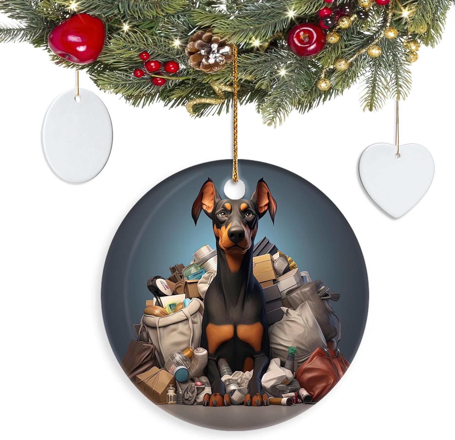NETHOUSE Doberman Ornament for Christmas Tree, Dobie Dog