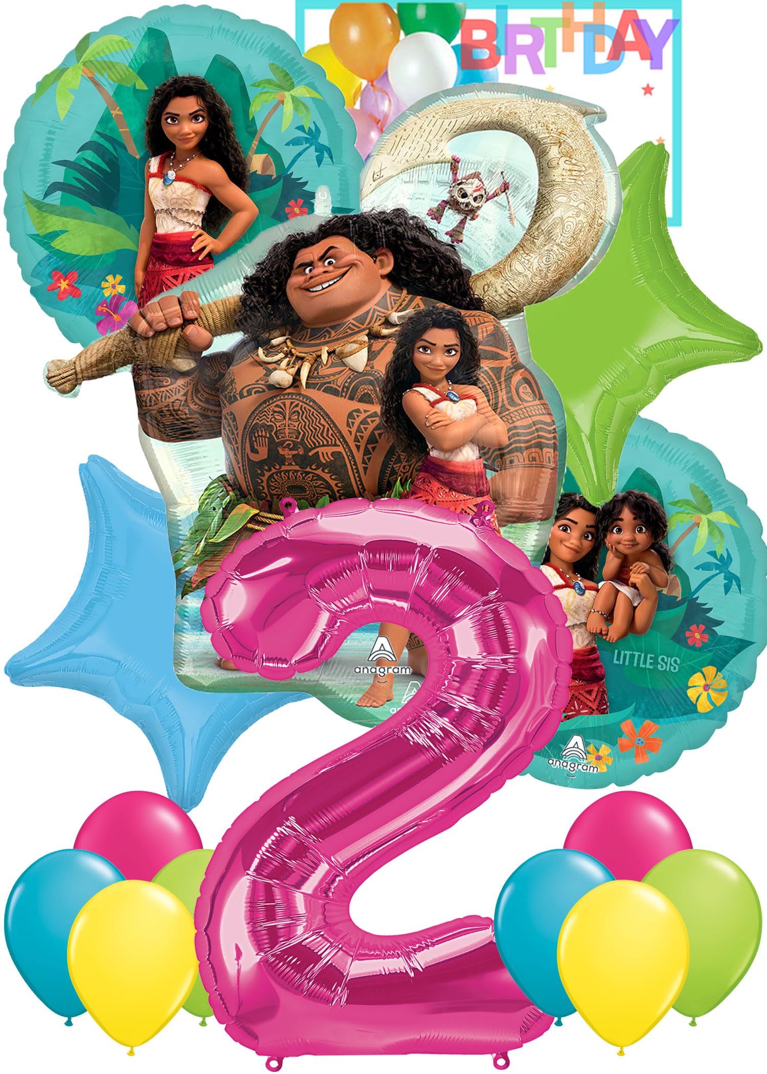 Amscan International 4851502 Anagram Balloons 2nd Birthday Party Supplies Balloon Decorations, Multicolored