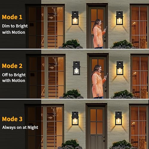 Miniatura 3 de Luces solares para exteriores, montaje en pared, luz solar para porche, exterior impermeable, con 3 modos de iluminación y sensor de movimiento,