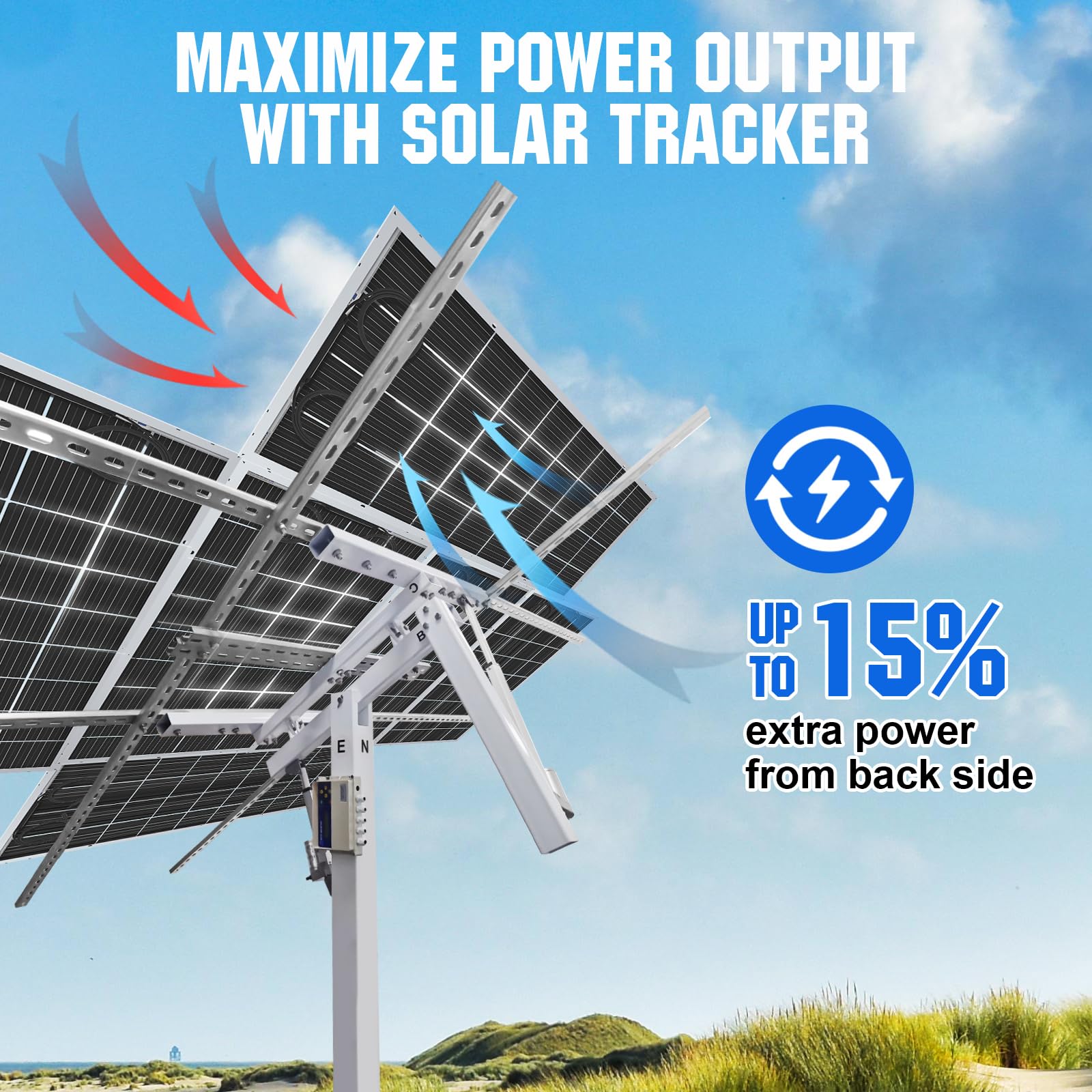 ECO-WORTHY Bifacciale Pannello Solare 195 Watt 12 Volt Monocristallino ad Alta Efficienza Modulo Fotovoltaico di Potenza per RV Marine Rooftop Farm Battery e Altre Applicazioni Off-Grid