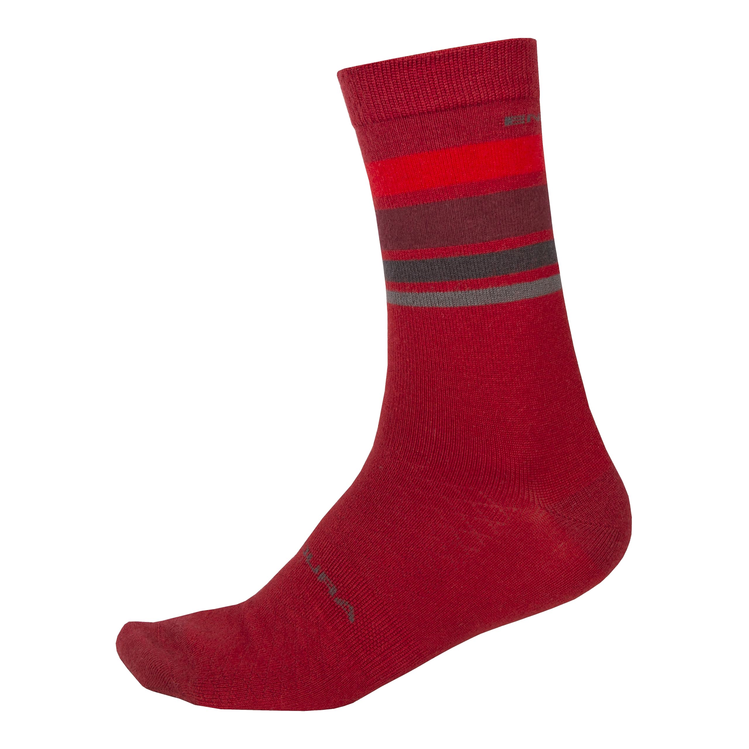 Endura Men's BaaBaa Merino Stripe Socks for Cycling | Warmth and Breathability Socks, Red, S-M