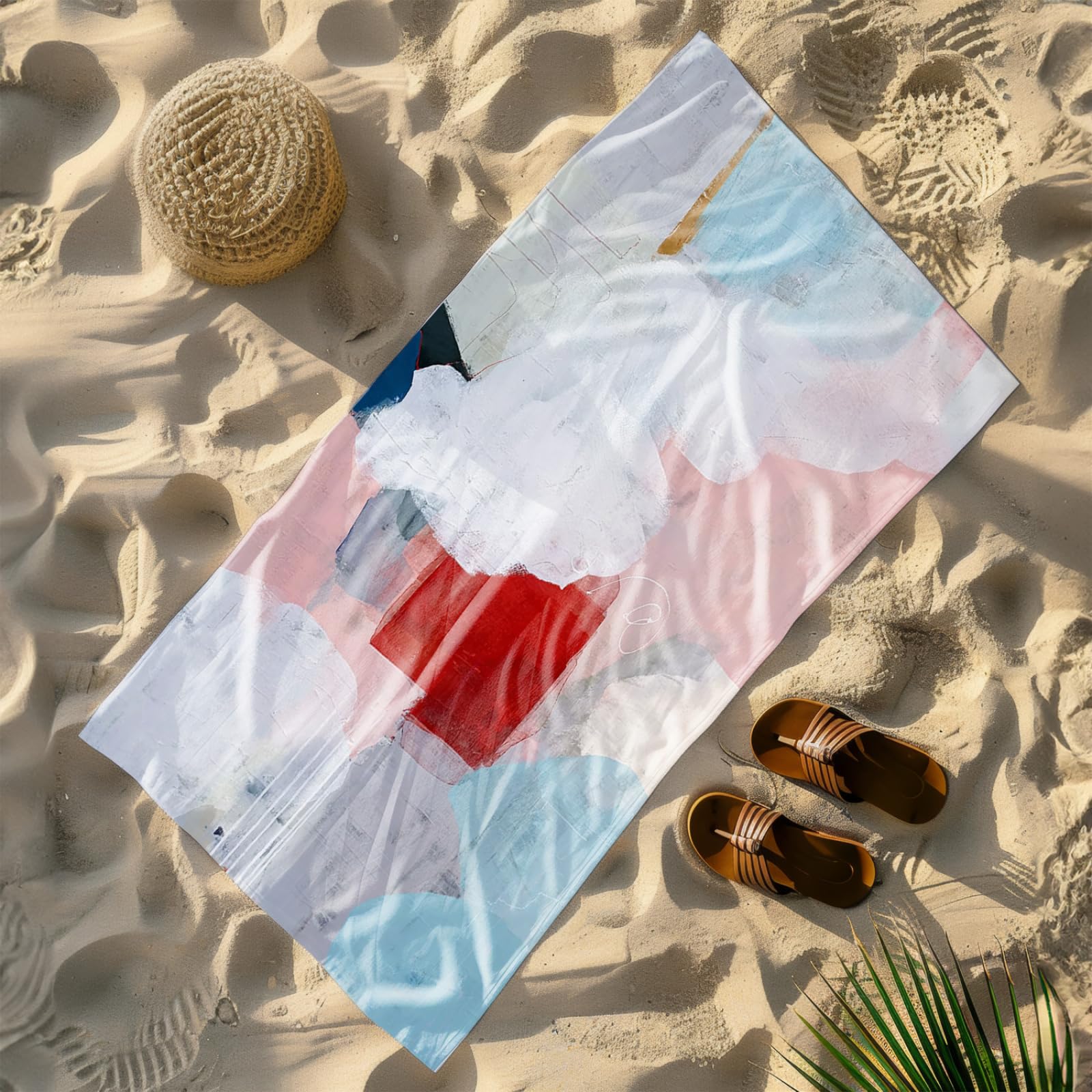 Générique Serviette Microfibre Plage Rouge Rose Clair