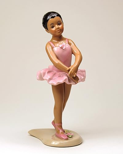 20901 Bailarina afroamericana en vestido rosa 6 1/8" H