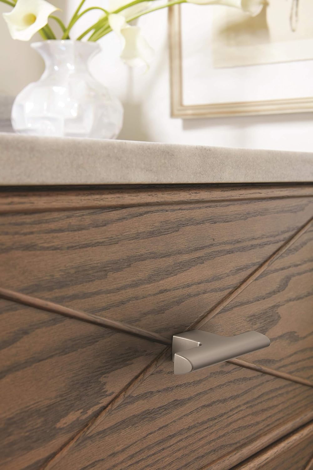 Amerock | Cabinet Knob | Satin Nickel | 2-1/2 inch (64 mm) Length | Riva | 1 Pack | Drawer Knob | Cabinet Hardware