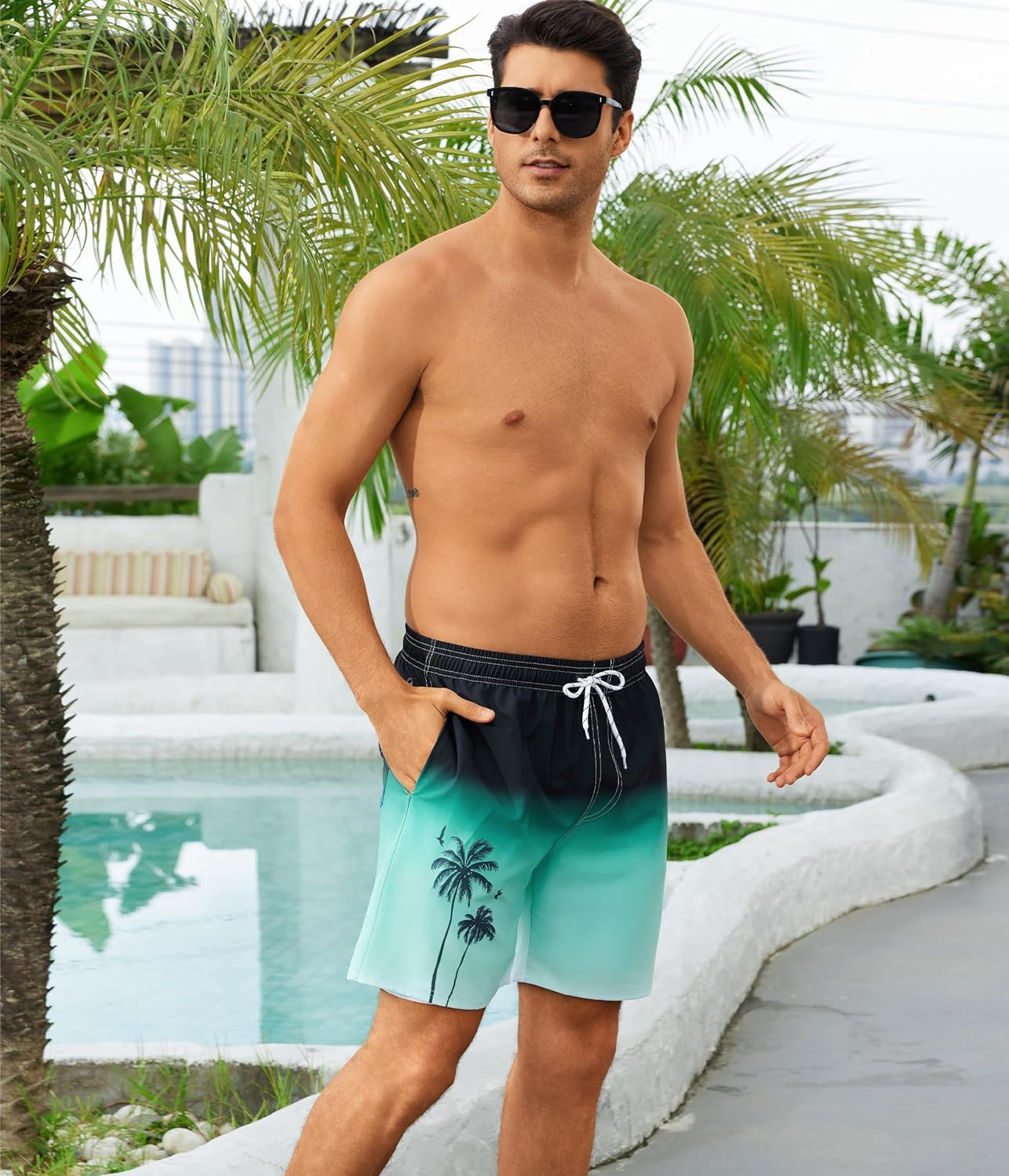 Mens Swim Trunks with Compression Liner 7 Inch Swim Trunks Quick Dry Surfing Beach Shorts Hawaii Sports Shorts - Image 2