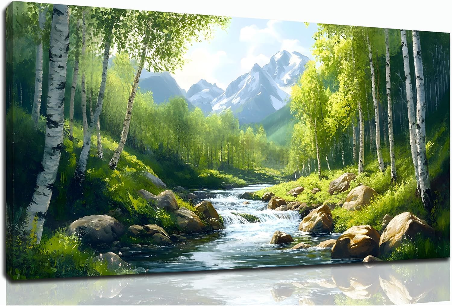 lianyibo Green Forest Large Wall Art Tree Pictures Landscape Mountain Artwork Canvas Prints for Living Room Bedroom Office(40x80cm/Inner frame)