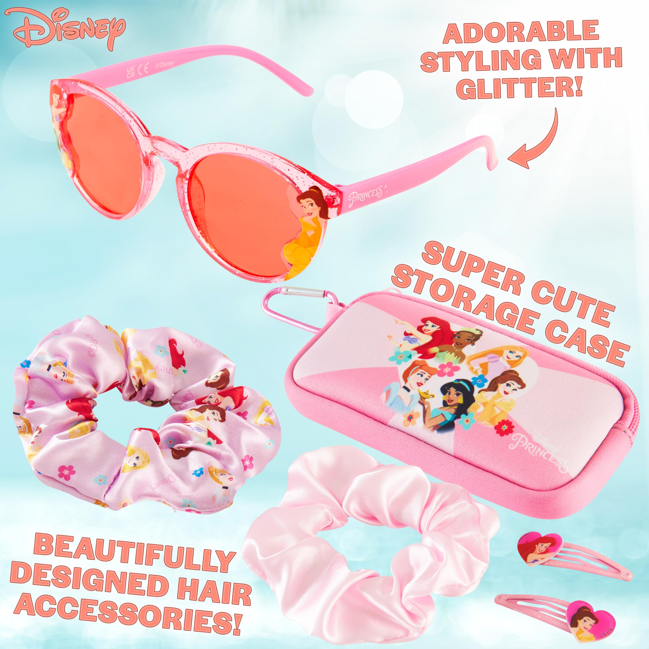 Disney Occhiali da Sole Bambina Protezione UV con Borsette e Accessori Capelli Set - Regalo per Ragazze
