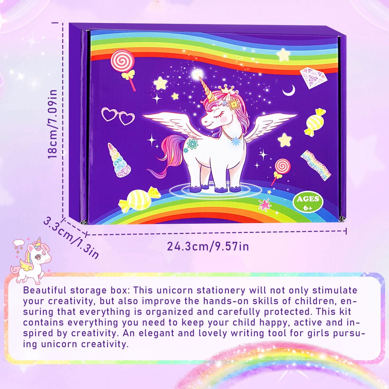 Licorne Ensemble de Papeterie, Cadeau Fille 6 7 8 9 10 11 12 Ans, Journal Intime Fille, Kit Carnet Scrapbooking Enfant, Jeux Creatif, Kit D'écriture, Cadeaux D'anniversaire Noël, 124 Pièces