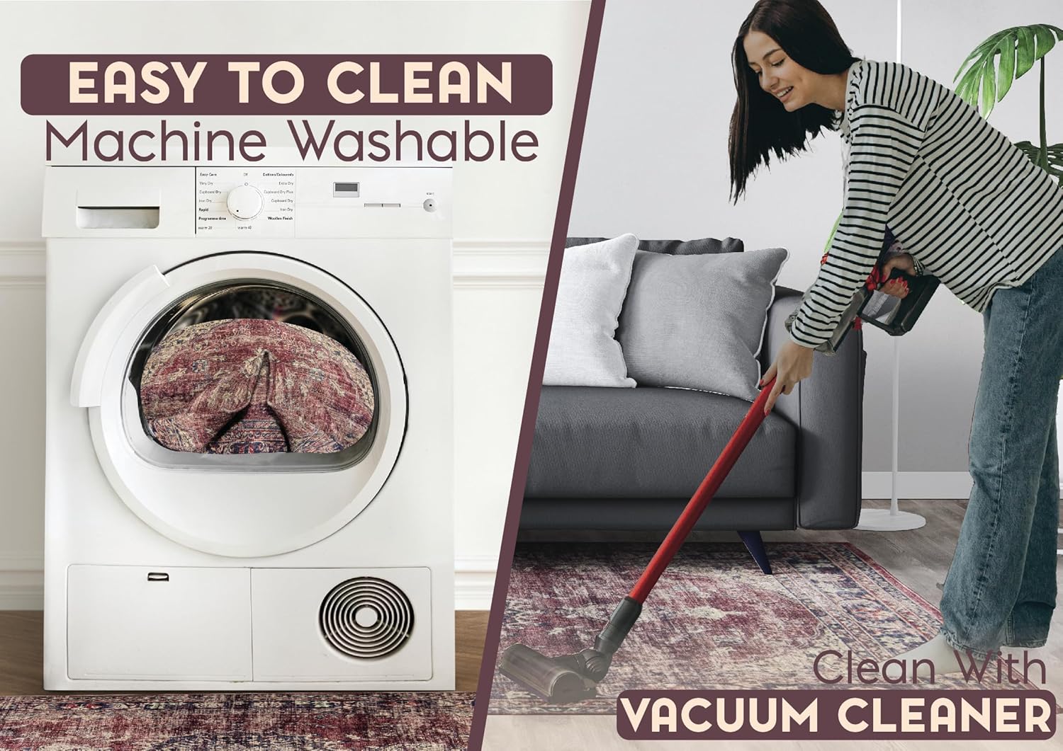 L'Baiet Angeline Abstract Washable Area Rug Red 5' x 7' Medium Rugs Carpet for Living Room, Bedroom, Kitchen, Entryway, Nursery, Playroom, Office | Boho Aesthetic Modern Colorful Home Decor