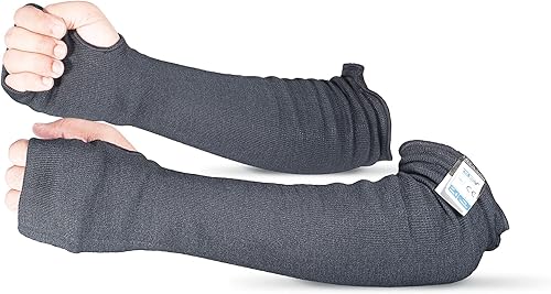 BSV - Mangas protectoras de brazo resistentes al calor, arañazos, cortes y cuchillos con orificio para el pulgar, a prueba de mordeduras de 18
