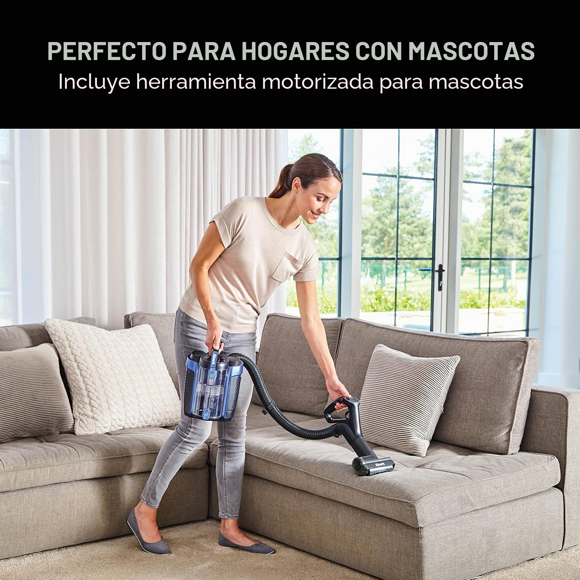 Shark Aspiradora Vertical inalámbrica con Envoltura anticello, batería de Tiempo de Funcionamiento de 60 Minutos, Cabezal de Piso DuoClean, Elevador eléctrico, Faros LED, Herramientas de Polvo,
