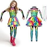 Halloween Kids Skeleton Costume, Funky Punky Bone Skeleton Deluxe Costume, Halloween Girls Outfit